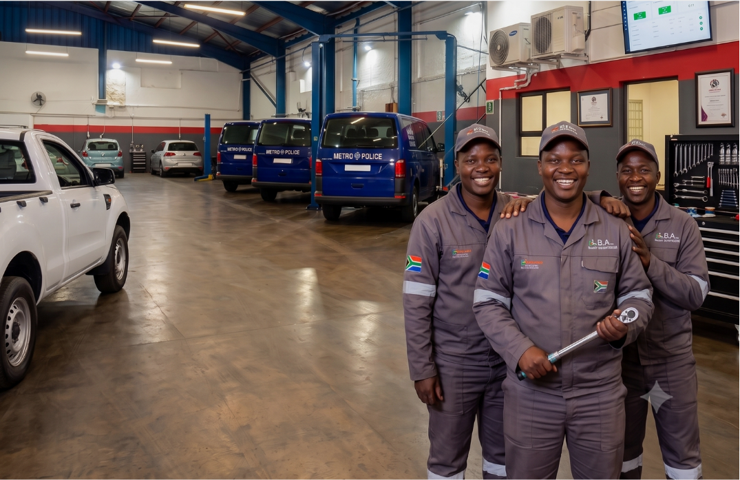 Ubukhali workshop team servicing Metro Police fleet vehicles